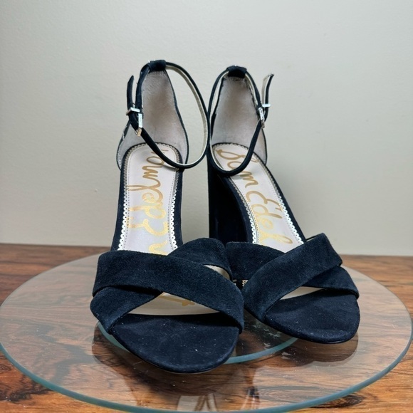NEW Sam Edelman Yancy Suede Heel Sandals - black - Picture 6 of 16